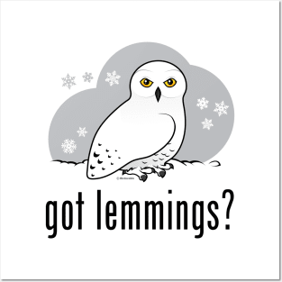 Funny Cartoon Snowy Owl: got lemmings? Posters and Art